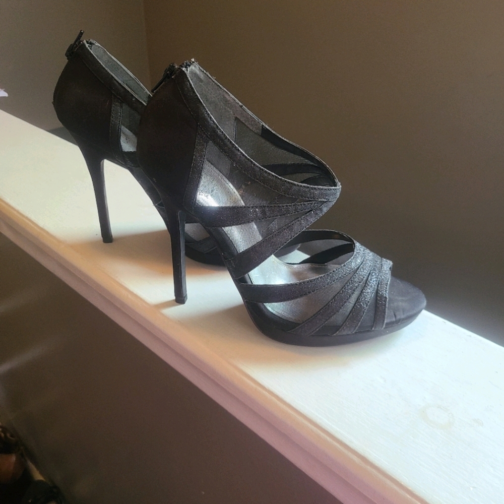 Black Glitter Heels
